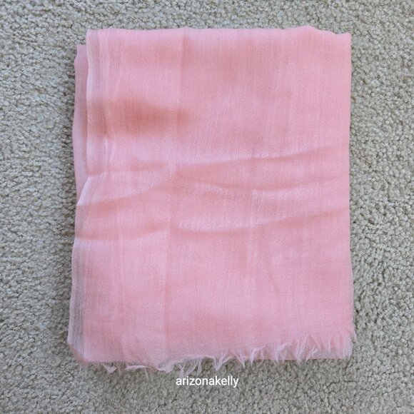 NEW Featherlight Cashmere Scarf Pink Ovcio Tissue Weight - Picture 10 of 12